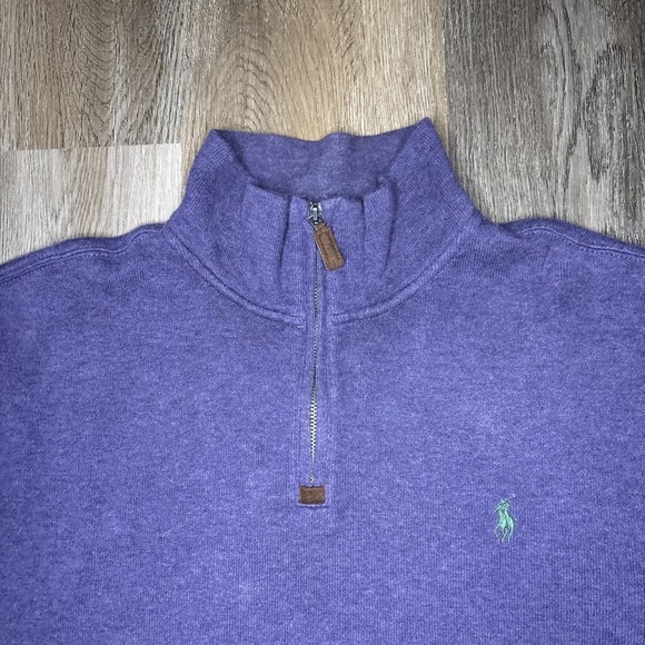 Polo Ralph Lauren‎ Classics Quarter Zip Pullover Men's XL Purple Sweater Pony - Picture 3 of 9
